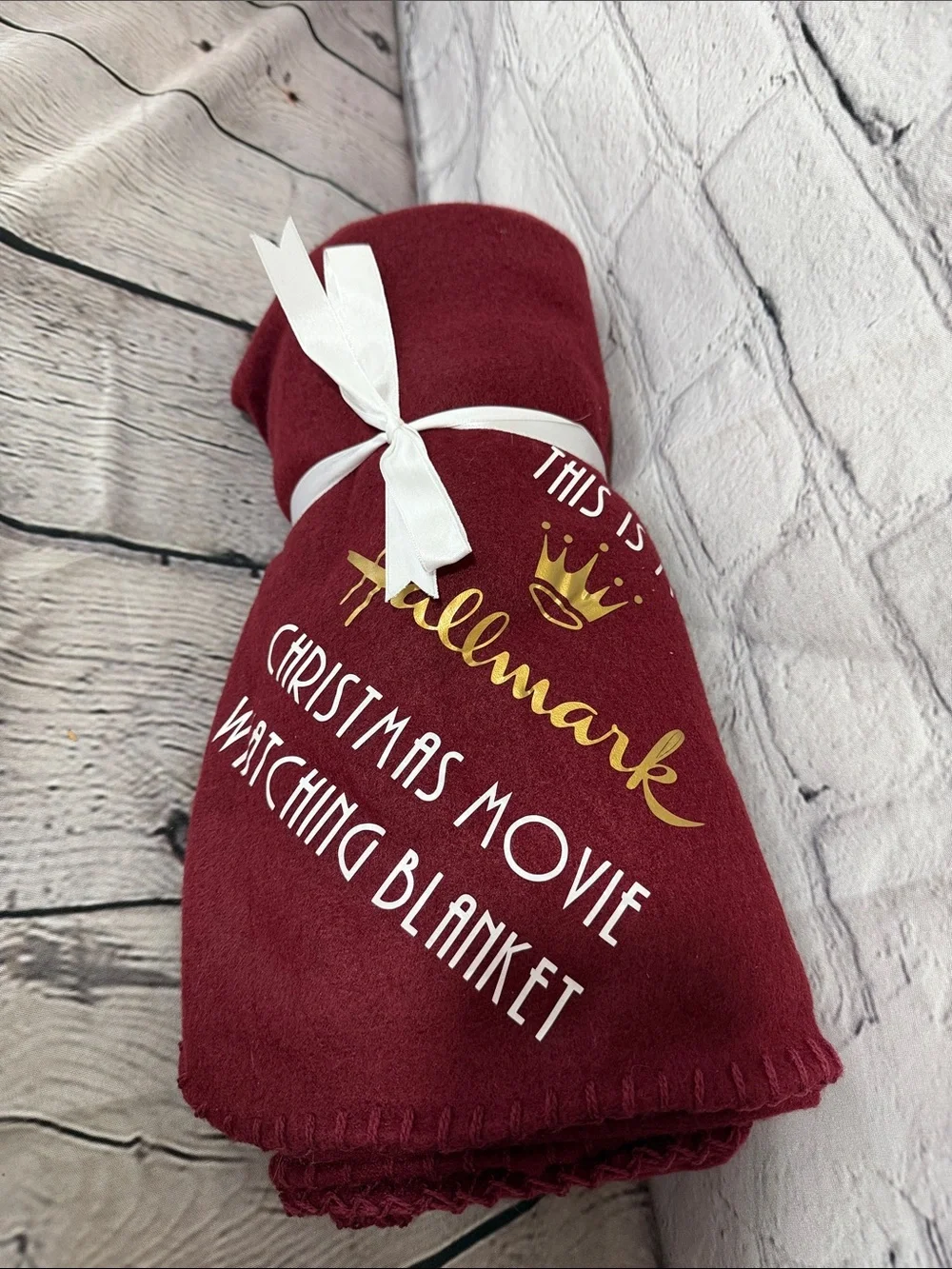 Hallmark Burgundy & Gold Holiday Movie Blanket